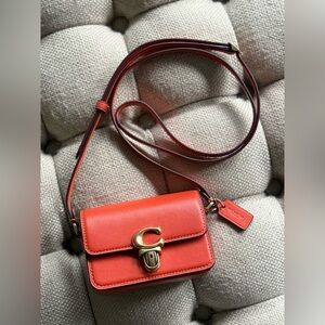 Coach Studio 12 Mini Crossbody Bag in Sun Orange | Brass Hardware | New